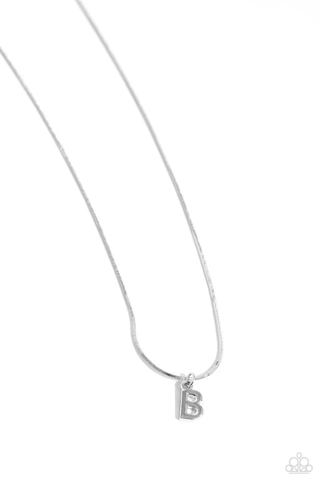 B - Seize the Initial Paparazzi Accessories Necklaces with Earrings Silver