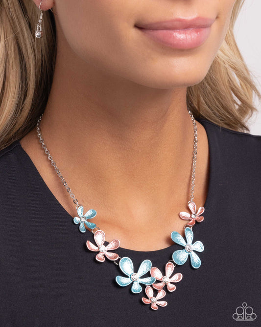 Reflective Rundown Paparazzi Accessories Necklace with Earrings - Blue