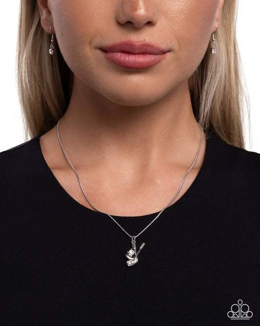 Hockey Game Paparazzi Accessories Necklace with Earrings Silver