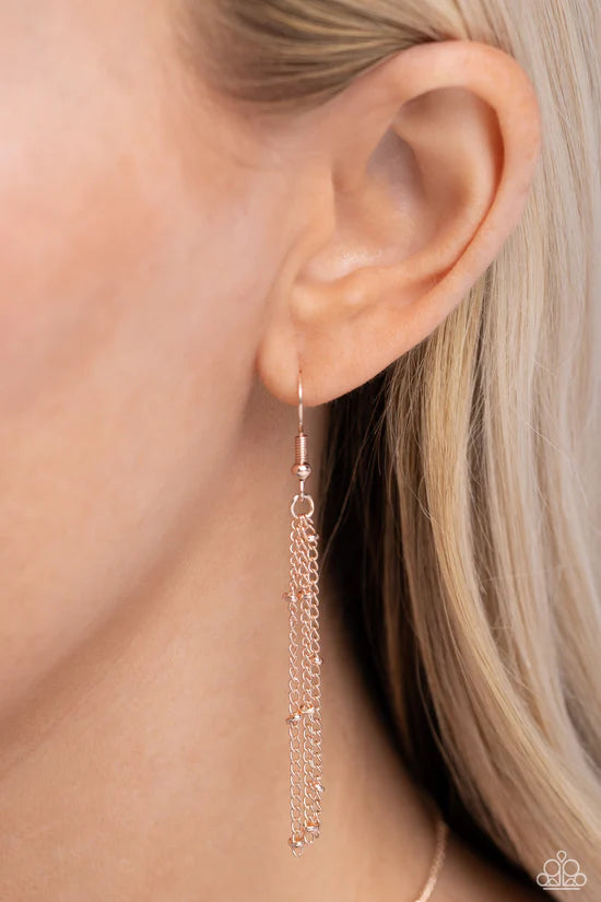 M - Initial Elegance Paparazzi Accessories Necklaces with Earrings Rose Gold