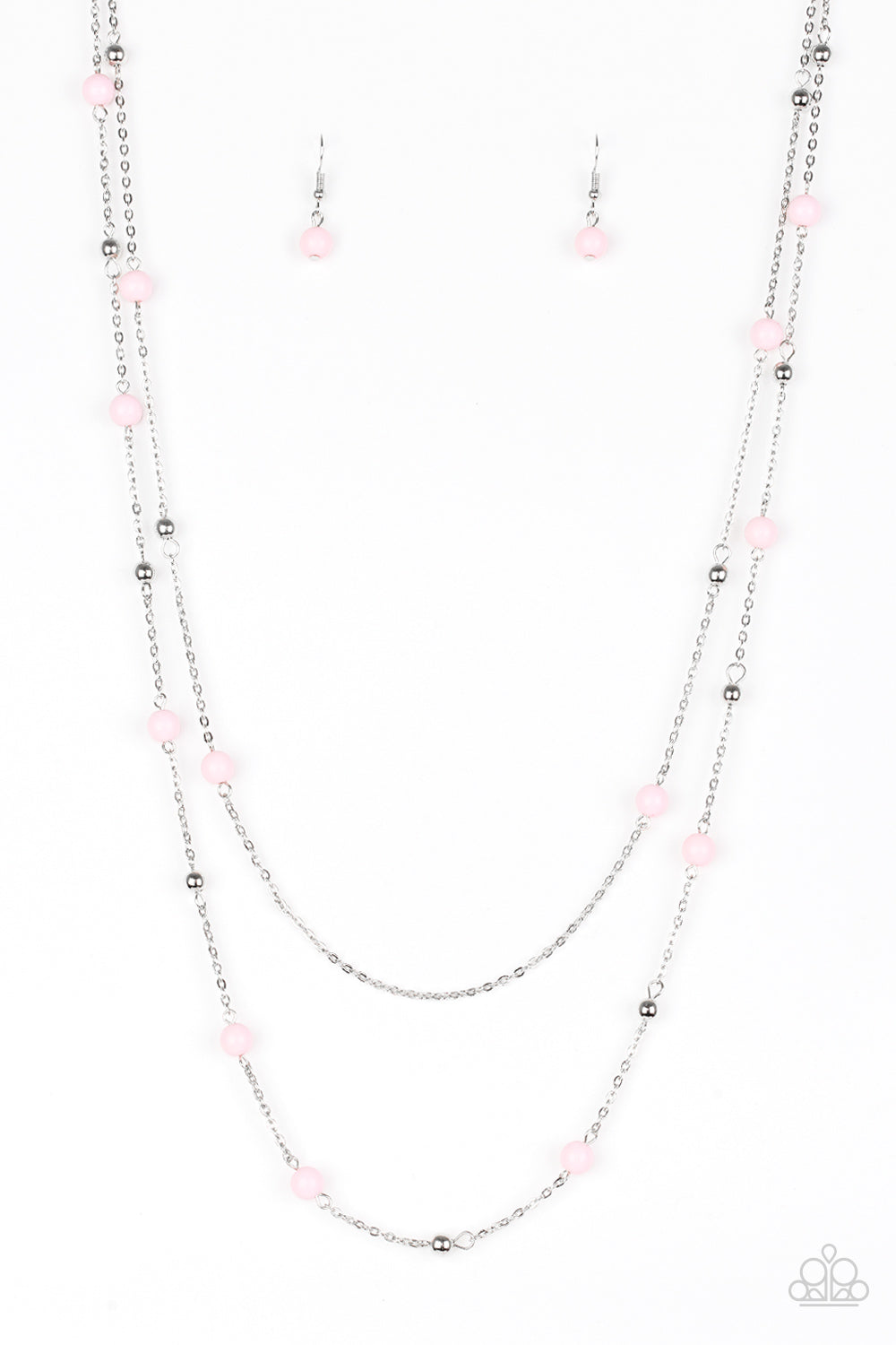 Beach Party Pageant Paparazzi Accessories Necklace with Earrings Pink