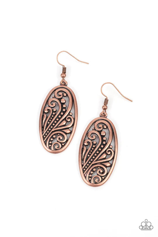 High Tide Terrance Paparazzi Accessories Copper Earrings