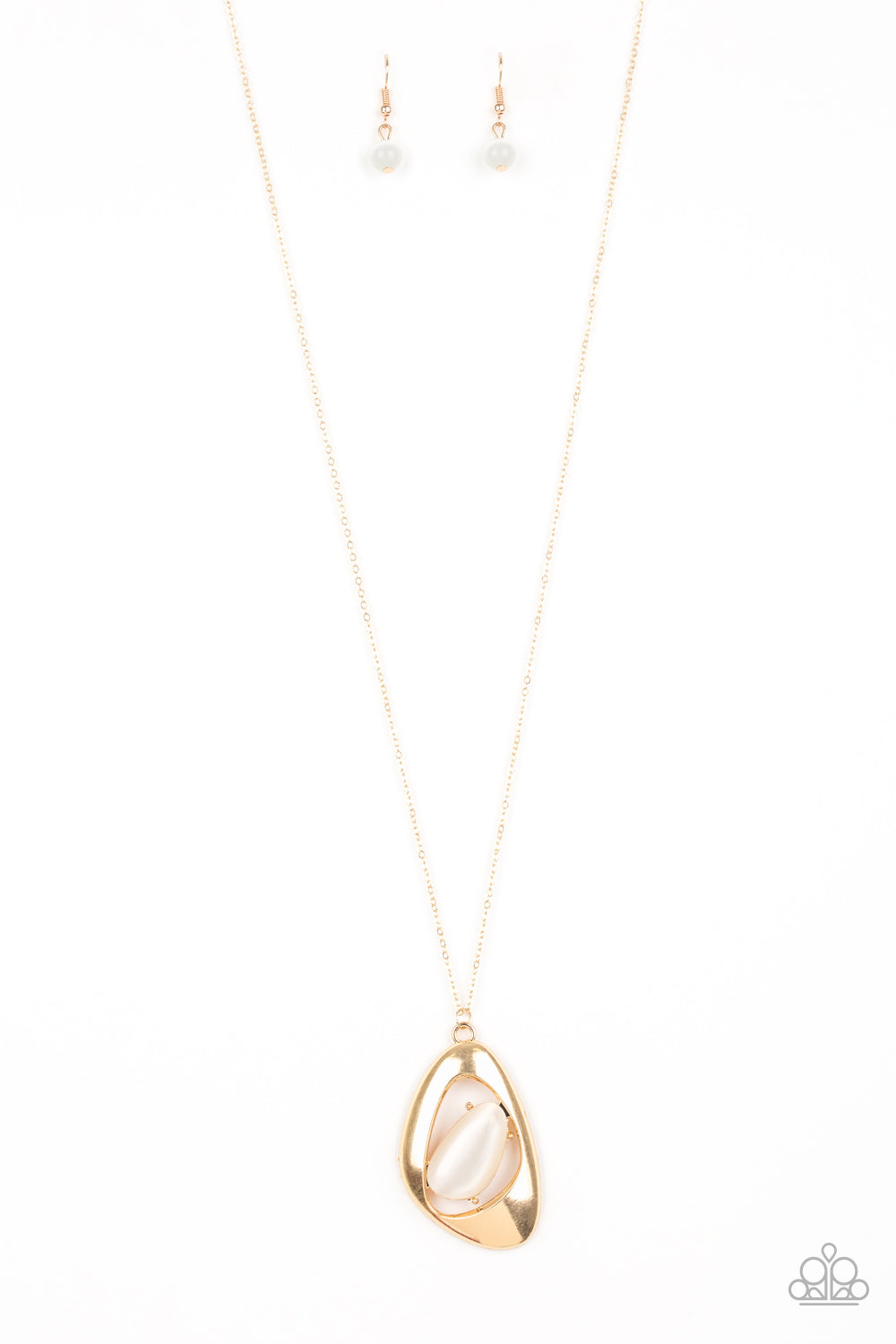 Asymmetrical Bliss Paparazzi Necklace with Earrings Gold