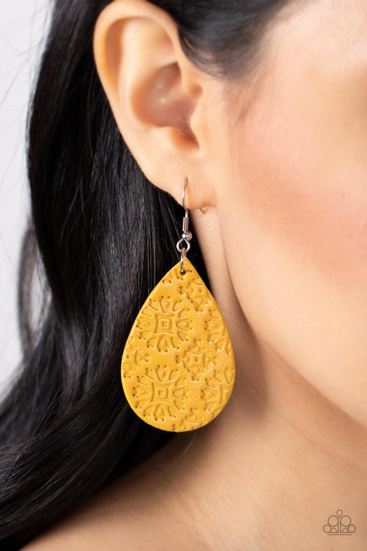 Stylishly Subtropical Paparazzi Accessories Earrings Yellow