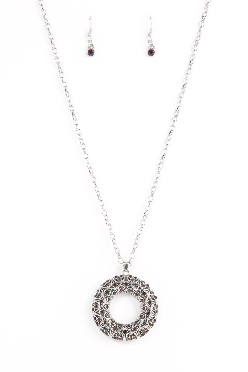 Wintry Wreath Paparazzi Accessories Necklace with Earrings - Purple