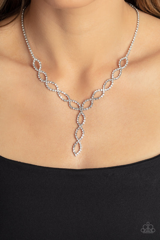 Infinitely Icy Paparazzi Accessories Necklace with Earrings White