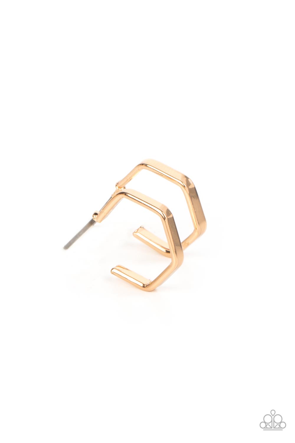 Haute Hexagons Paparazzi Accessories Hoop Earrings  Gold