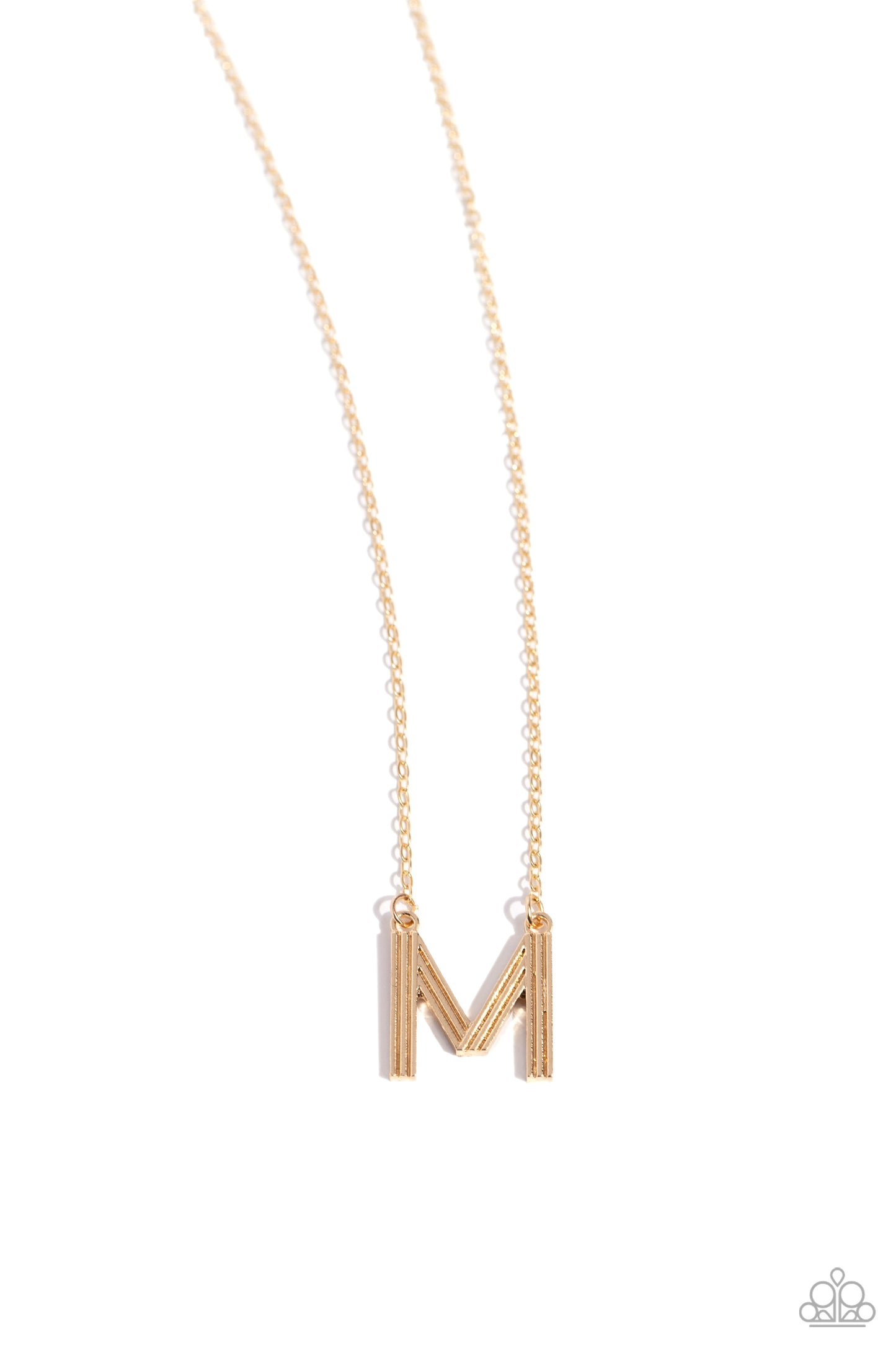 Leave Your Initials Paparazzi Accessories Necklace with Earrings Gold - M