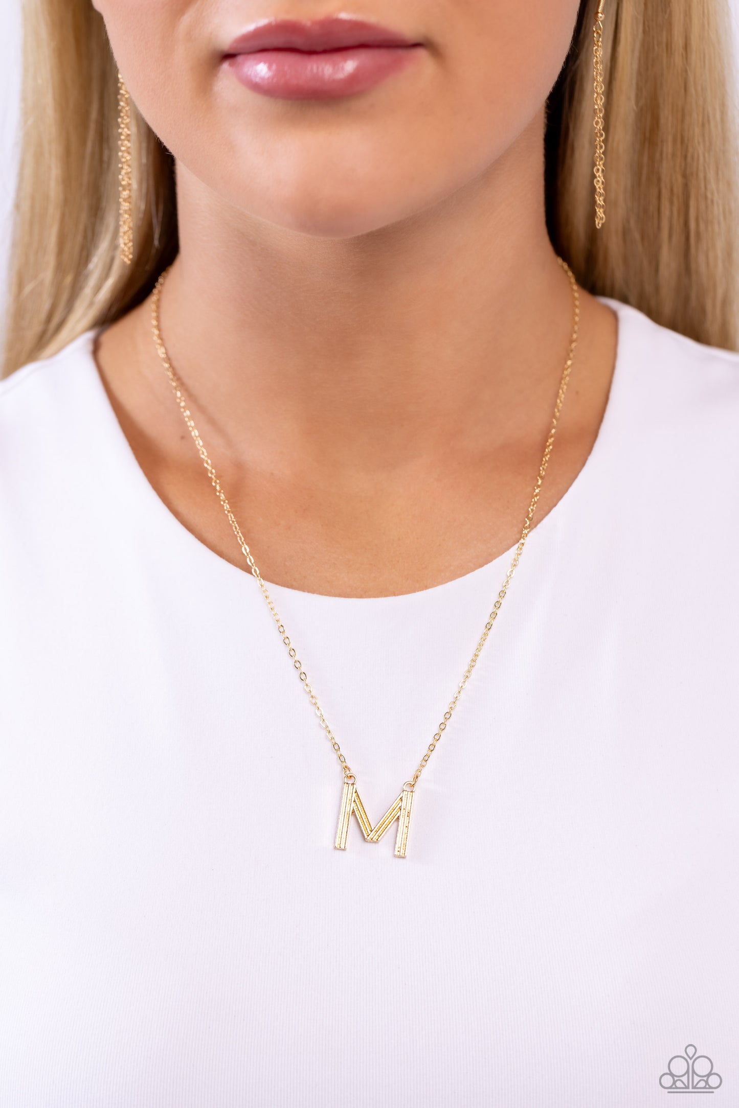 Leave Your Initials Paparazzi Accessories Necklace with Earrings Gold - M