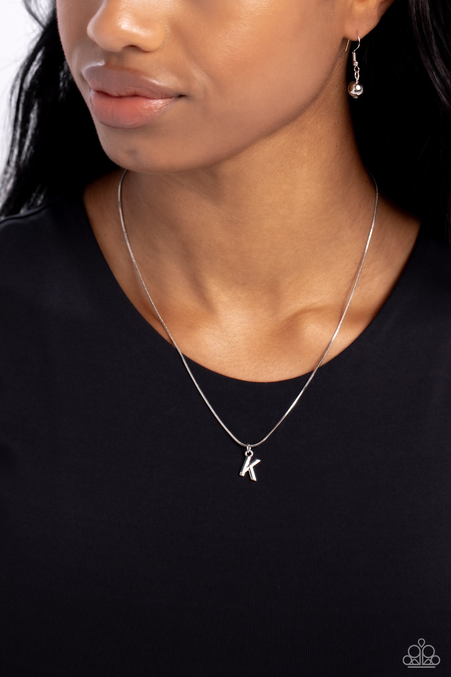 Seize the Initial Paparazzi Accessories Necklaces with Earrings - Silver - K