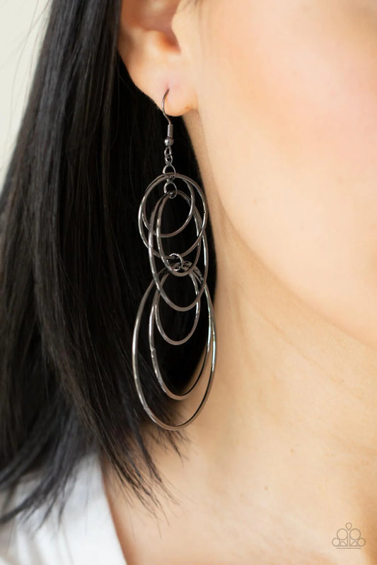 I Feel Dizzy Paparazzi Accessories Earrings - Black