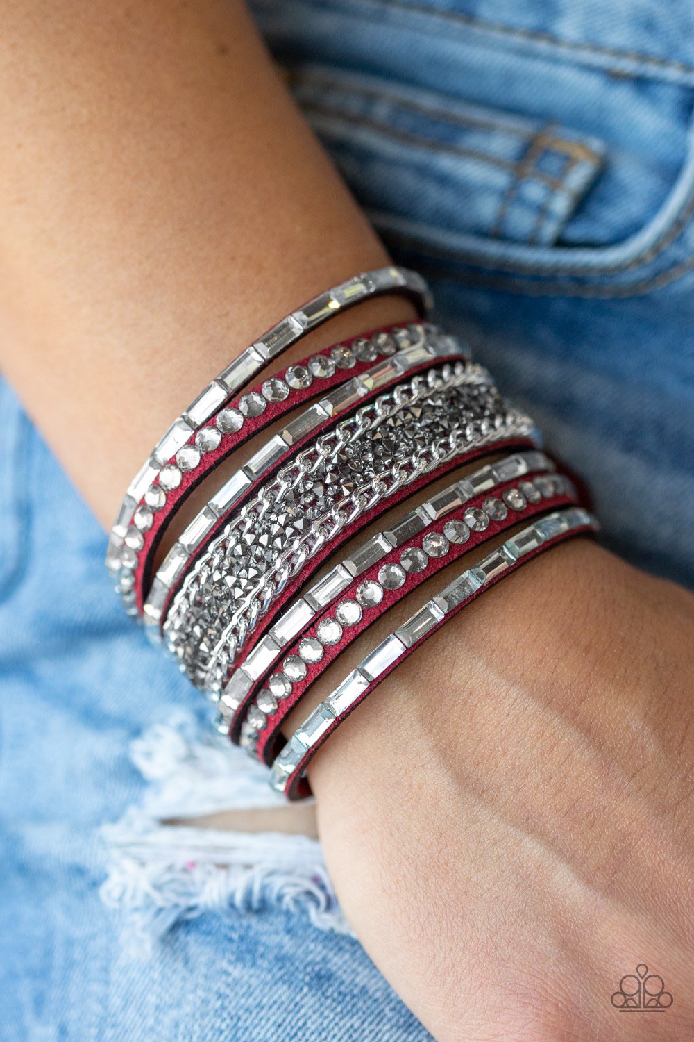 Rhinestone Rumble Red Paparazzi Accessories Bracelet